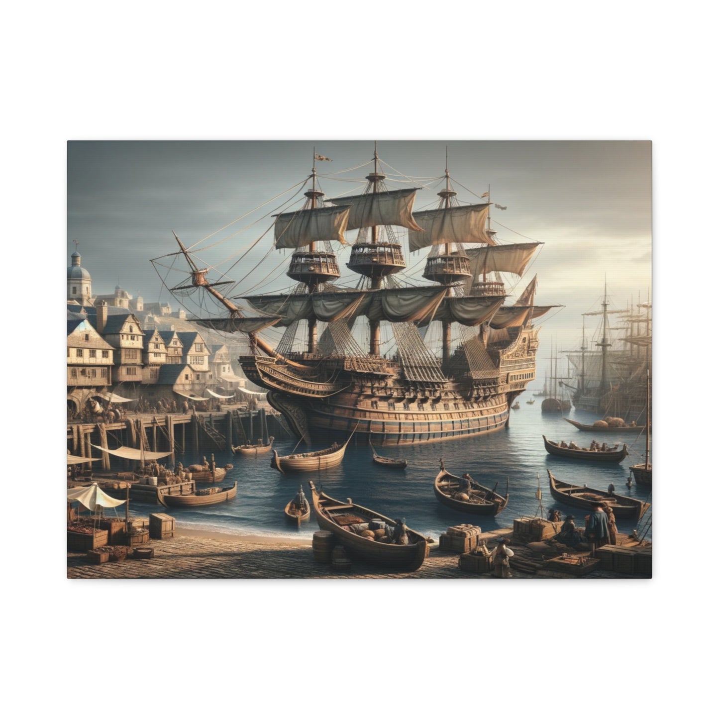 Midieval Harbor Series Canvas Art