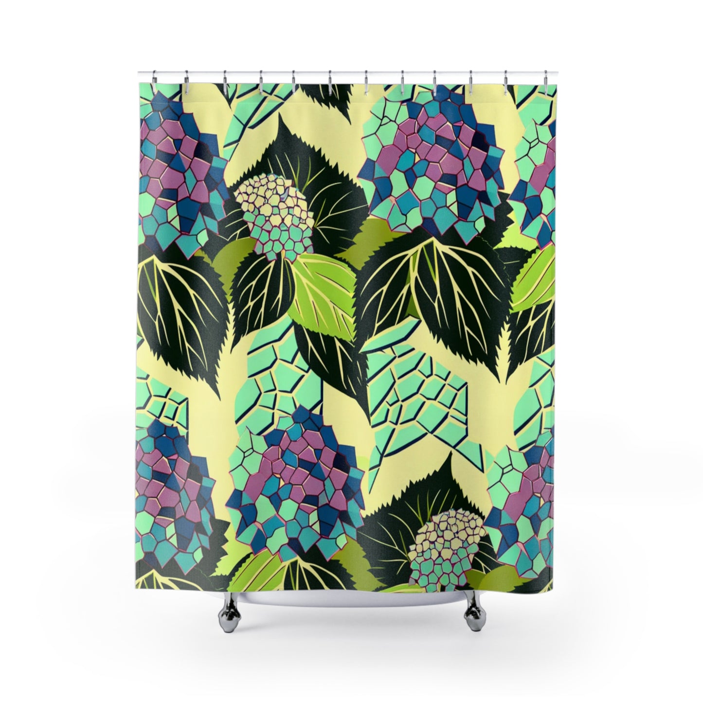 Vintage Hydrangea Mosaic Shower Curtain