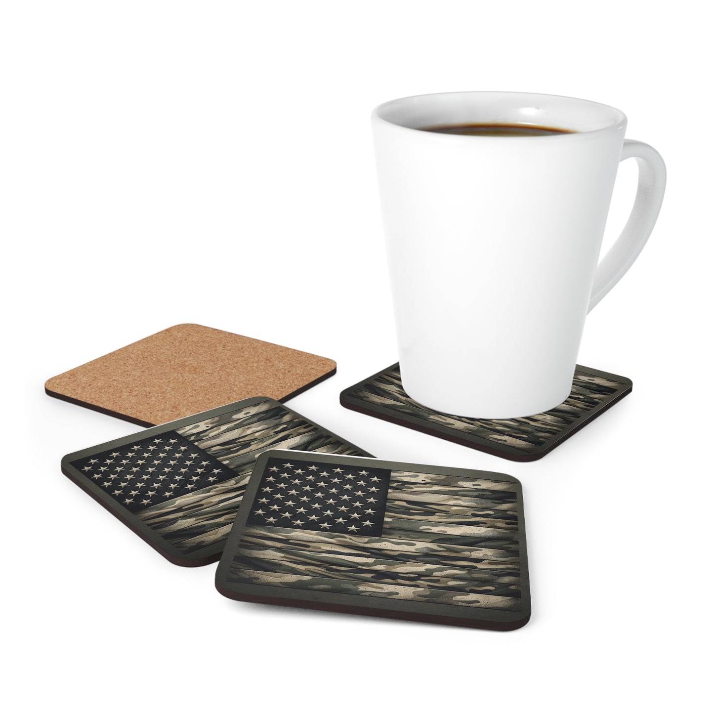 Subdued American Flag Inspired Corkwood Coaster Set (4)