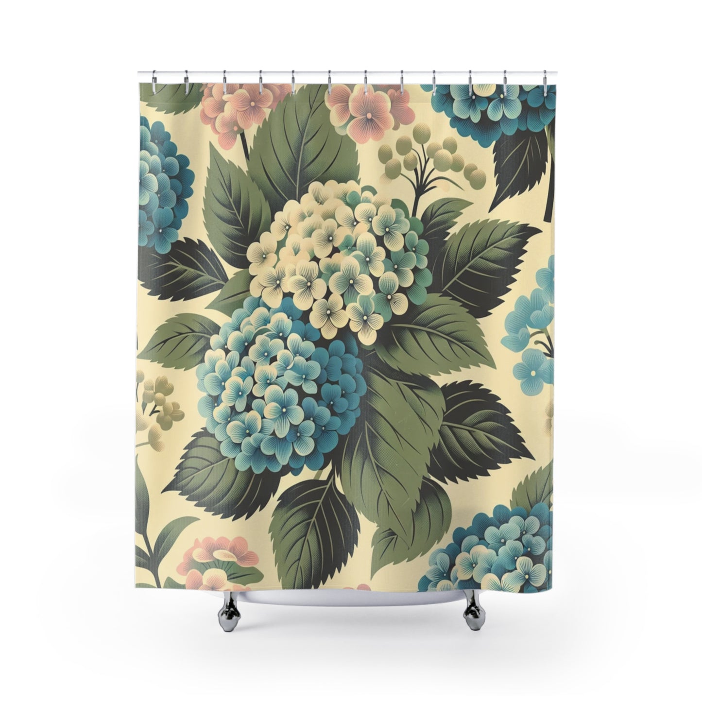 Vintage Hydrangea Floral Shower Curtain