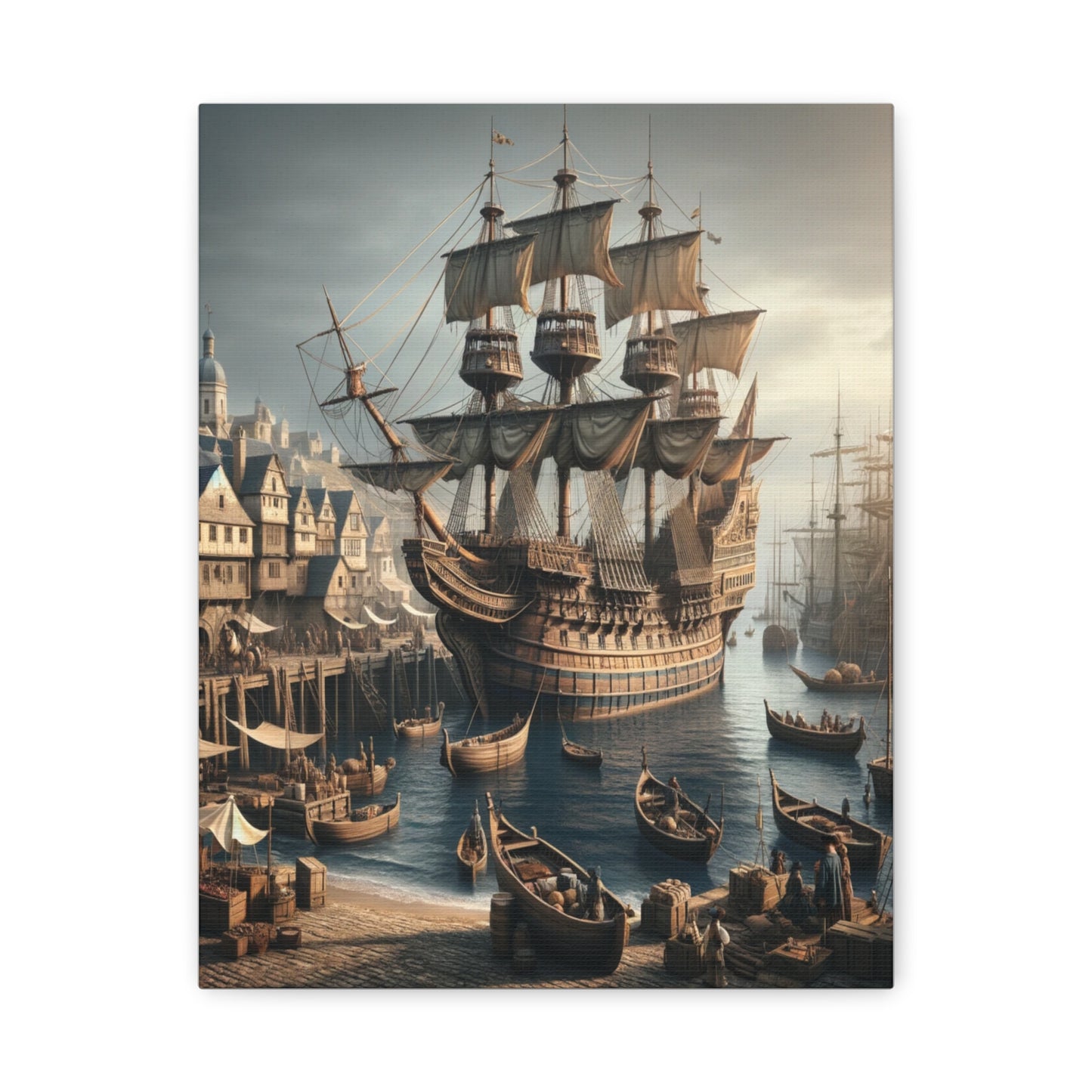 Midieval Harbor Series Canvas Art