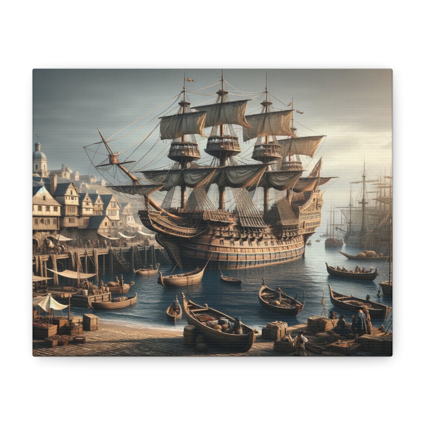 Midieval Harbor Series Canvas Art