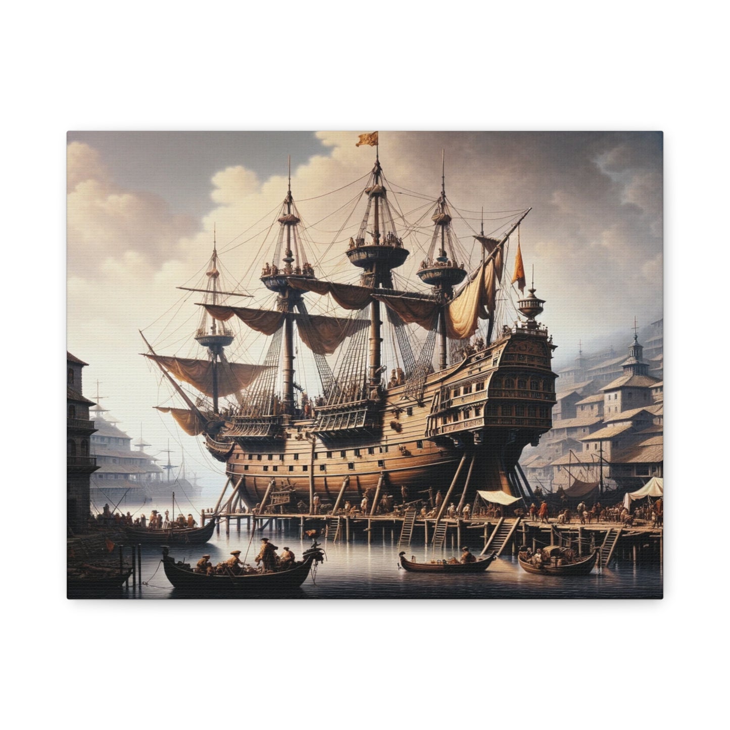 Midieval Harbor Series Canvas Art