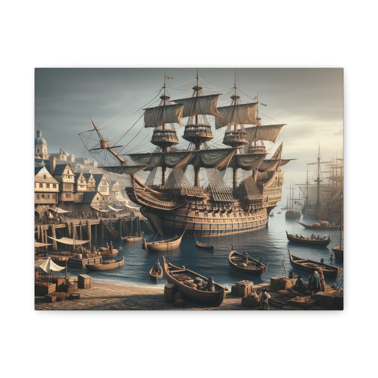 Midieval Harbor Series Canvas Art