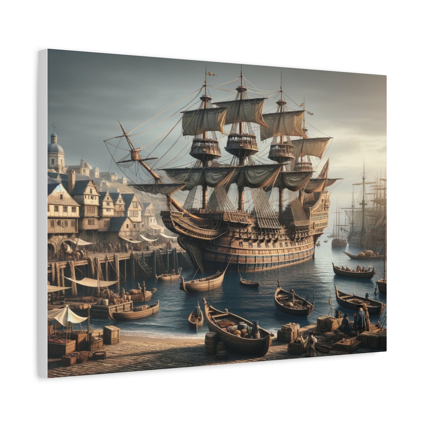 Midieval Harbor Series Canvas Art