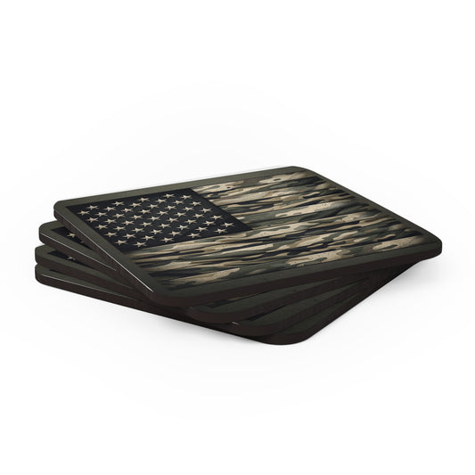 Subdued American Flag Inspired Corkwood Coaster Set (4)