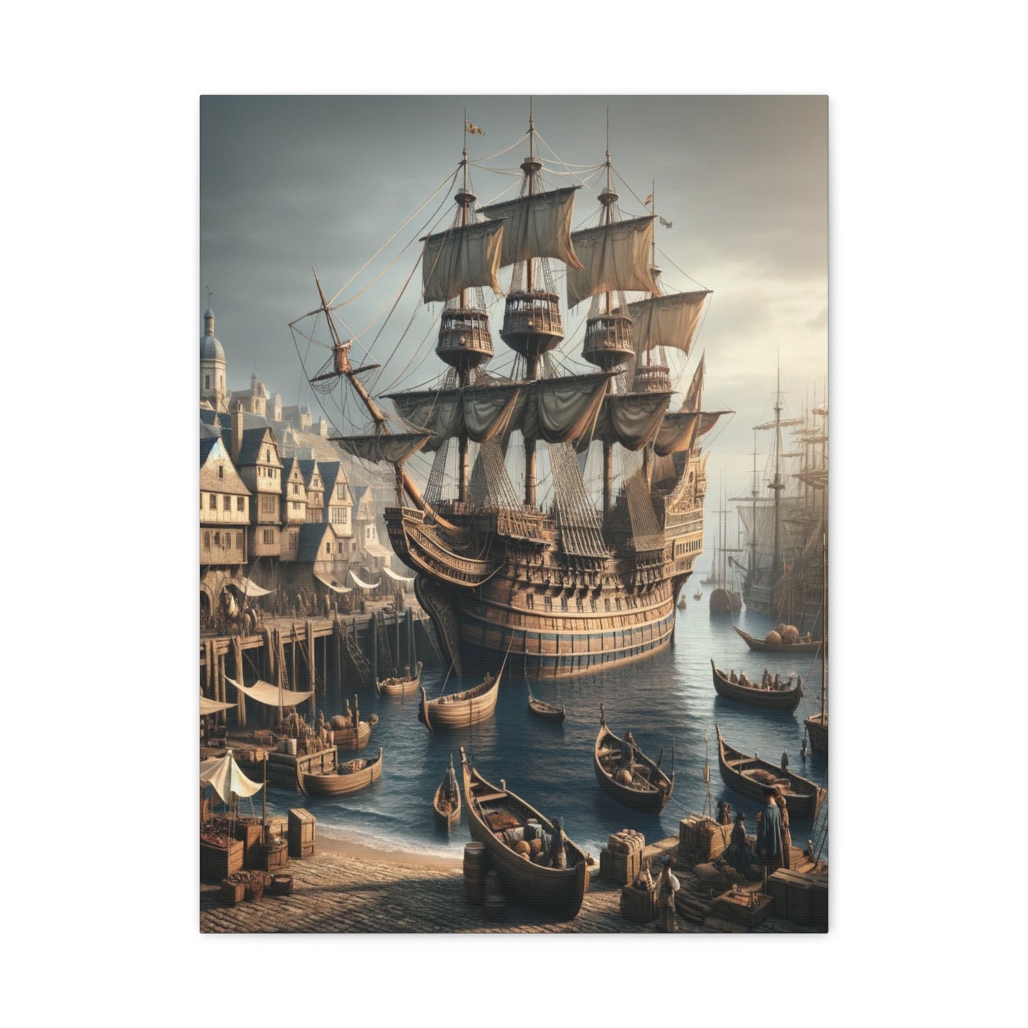 Midieval Harbor Series Canvas Art