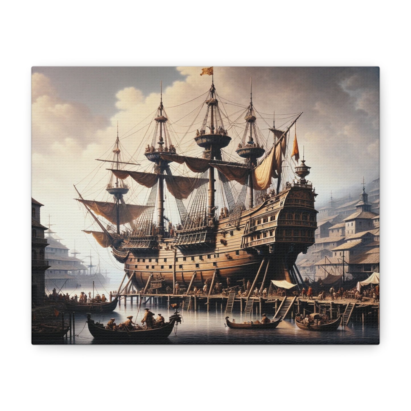 Midieval Harbor Series Canvas Art