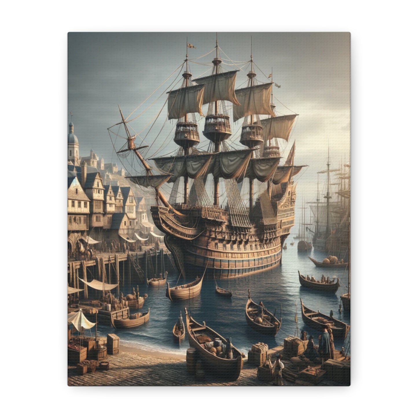 Midieval Harbor Series Canvas Art