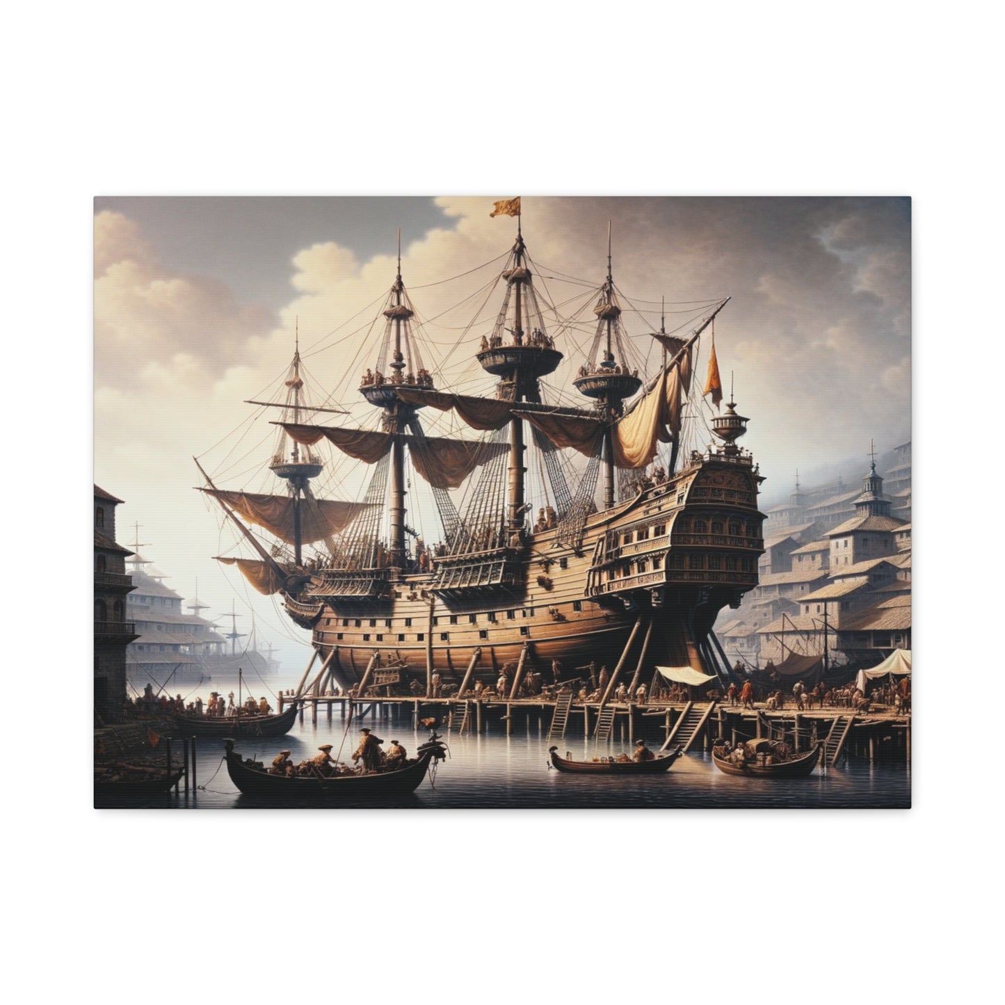 Midieval Harbor Series Canvas Art